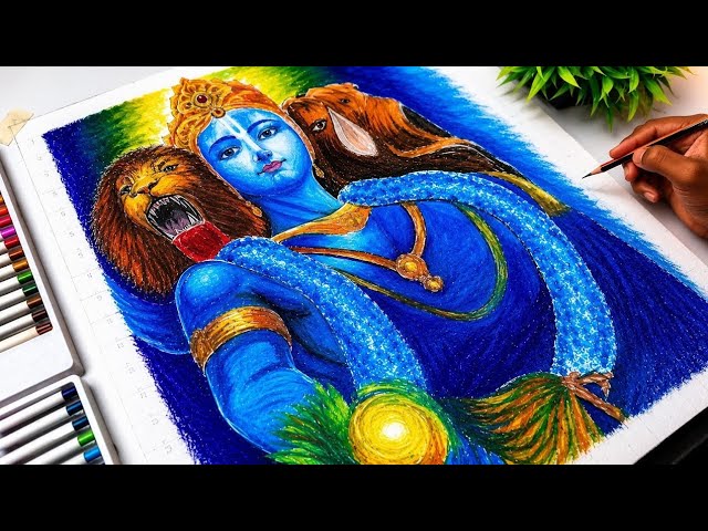 Mahavishnu Drawing, How to Draw Vishnu Drawing, Outline Tutorial