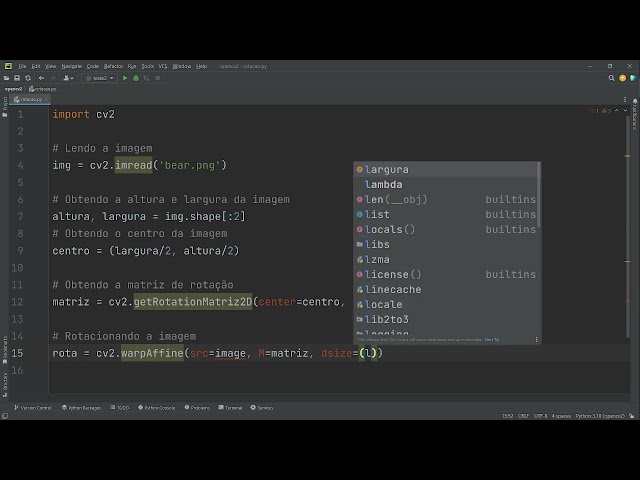 402 - Rotacionando uma imagem no OpenCV Python