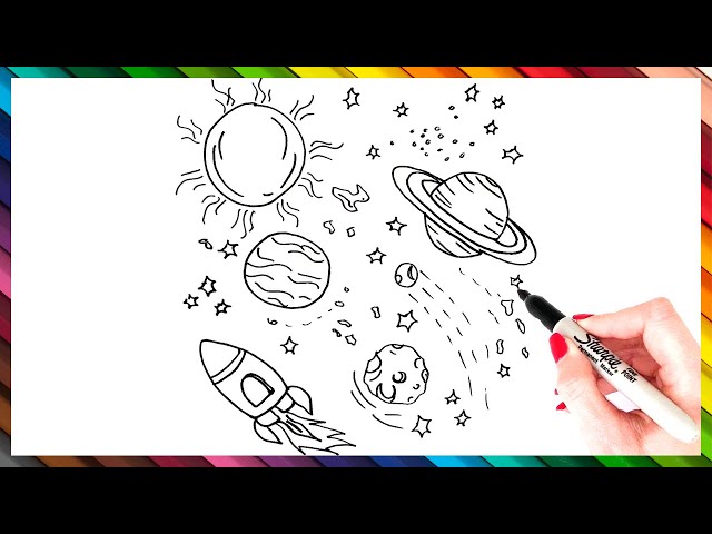 How To Draw Space Step By Step 🚀🪐 Space Drawing EASY
