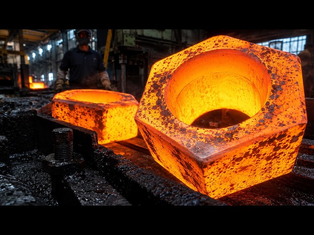 The Process of Making the Largest Hex Nut and Bolt Ever Created by Humans. Korean Metal Factory