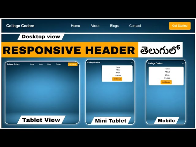 Responsive Header Using HTML CSS & Javascript in Telugu | Web development in Telugu #html #css