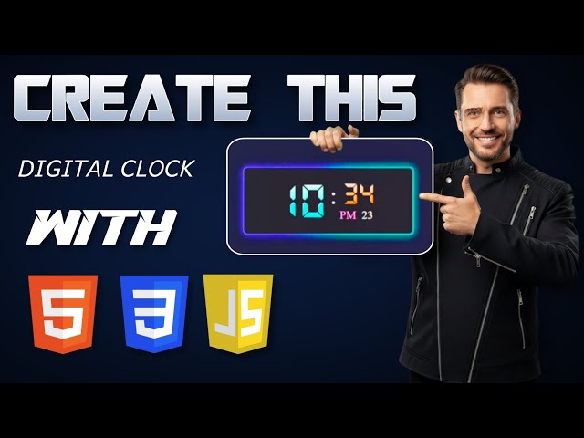 Digital clock with HTML, CSS and JavaScript | #html #css #javascript @CodeWithHarry 