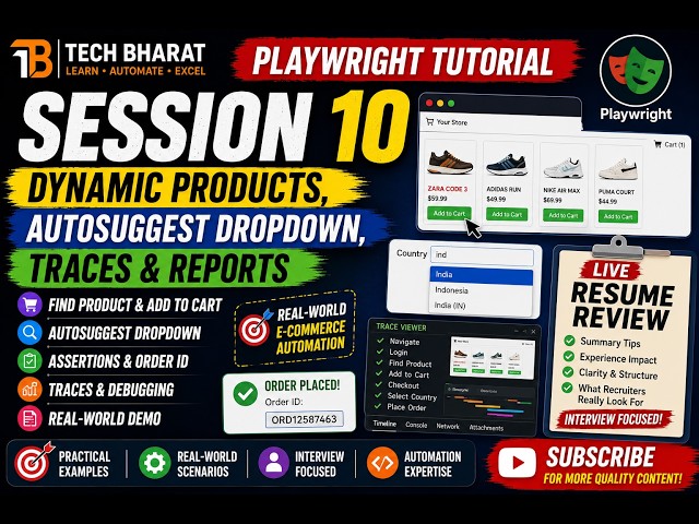 Dynamic Products, Auto Suggestive Dropdowns, Traces & Reports | Session 10 | Tech Bharat | 2026