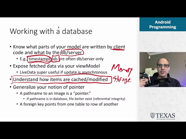 Design principles for an Android app that interacts with a database