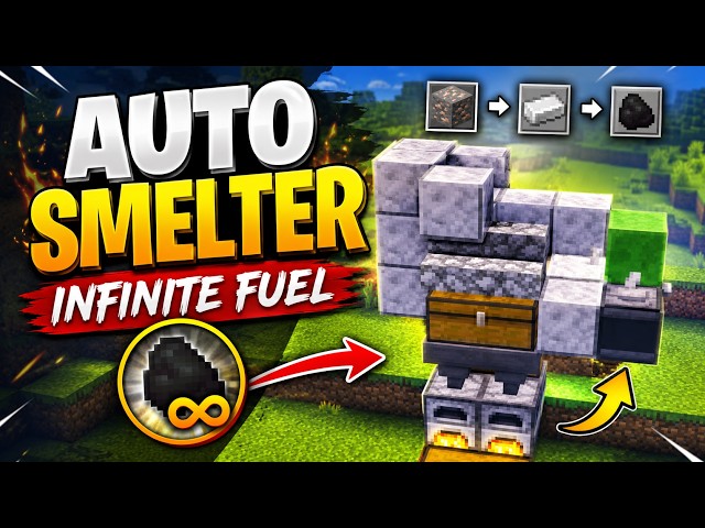 Minecraft Auto Smelter INFINITE FUEL! | Easy Automatic Smelter Tutorial