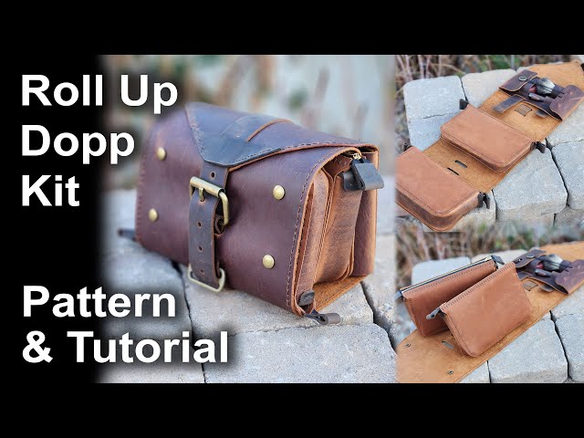 How to make a  Roll-Up Dopp Kit - PDF pattern and tutorial - Rollup Leather toiletry bag - DIY