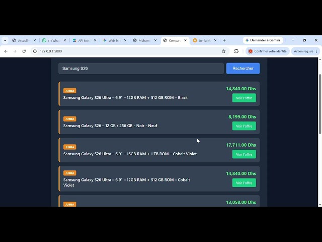 Web Scraping Maroc : Créer un comparateur de prix de téléphones (Flask, Selenium, BS4)