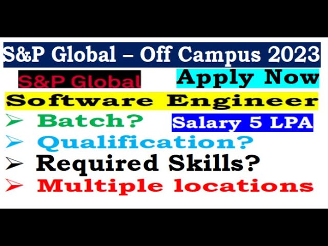S&P Global hiring 2024 Batch | No % Criteria | Multiple Locations? | Required Skills?#jobupdates4u