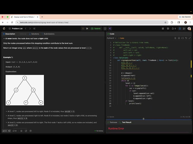 Zigzag Level Sum of Binary Tree