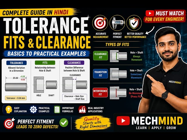 Tolerance, Fits & Clearance Explained in Hindi | Complete Mechanical Engineering Guide