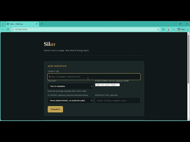 Silas — Self-Hosted AI Web Scraping Tool | Setup & First Run