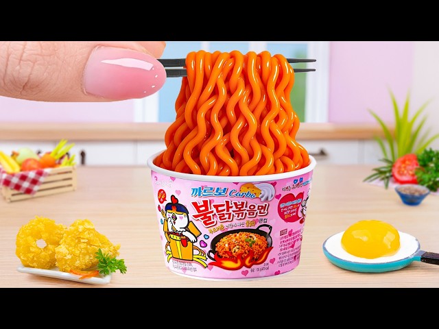 Best Of Korean Food 😋 How To Make Spicy Buldak Noodles ASMR Miniature Cooking by Mini Delights