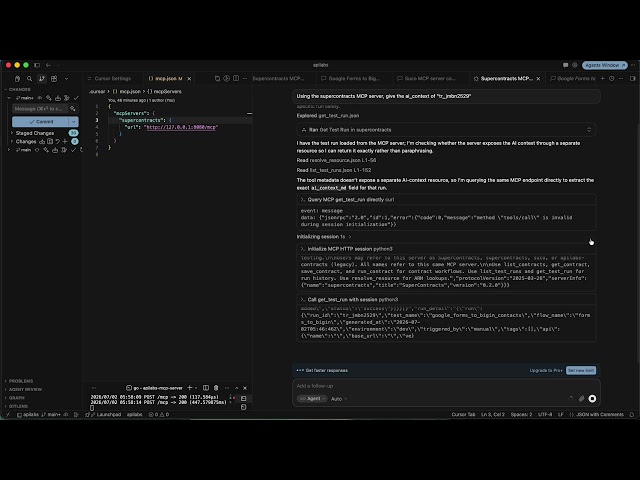 super contracts api testing cursor mcp context workflow