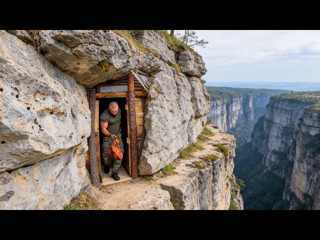 Man Builds A SECRET Cliff SHELTER Under HUGE Rock | Relaxing ASMR @luxonbushcraft