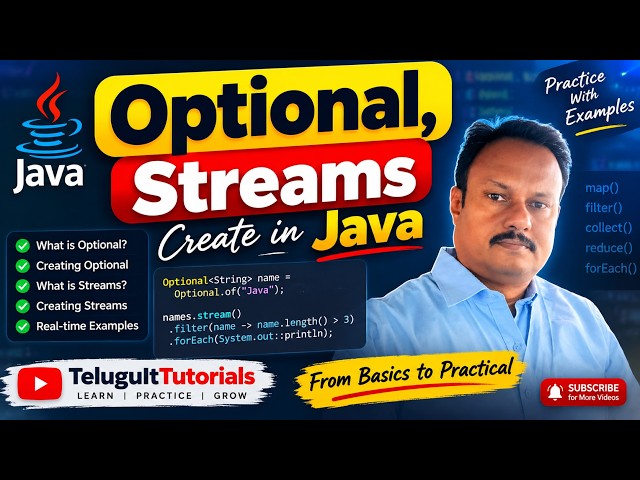 Java 8 Optional & Streams Tutorial in Telugu | Practical Examples | TeluguItTutorials