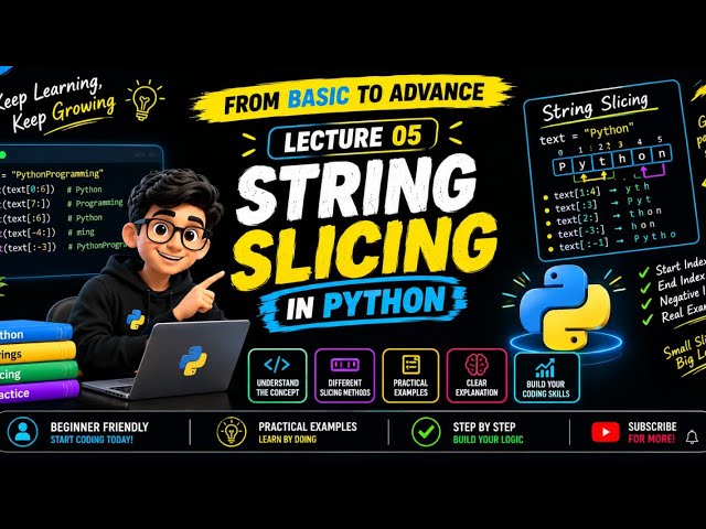 Python Full Course ♥️ | String Slicing | Lecture 5