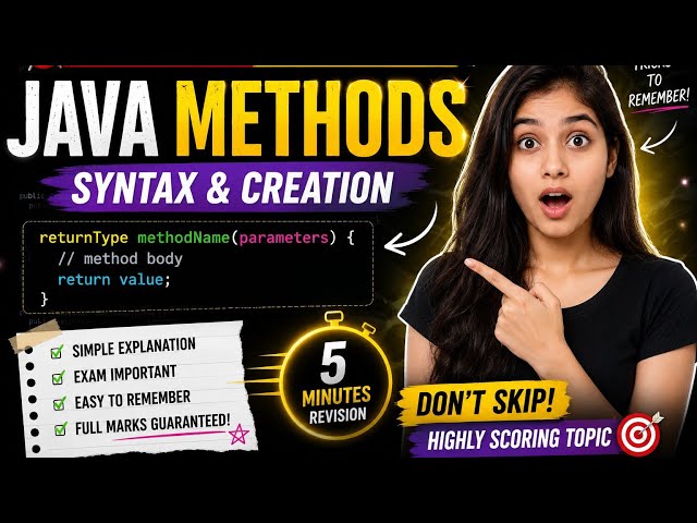 ☕ Java in Minutes — Method Syntax & Creation Explained 🔥Exam tomorrow? Just watch this and u r done 