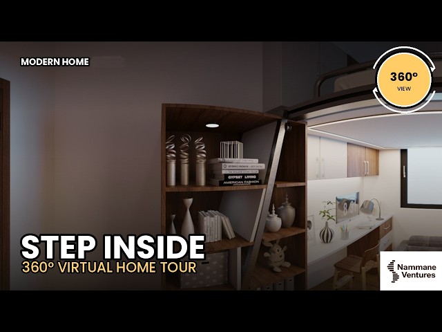 Modern kids Bedroom with Bunker Bed and study Table Project by Nammane Ventures 360°
