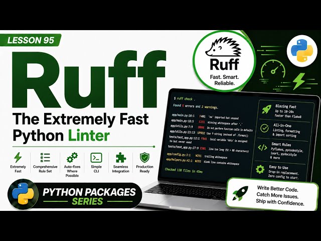 Lesson 95 - Ruff: The Extremely Fast Python Linter | Python Packages Series | Uplatz