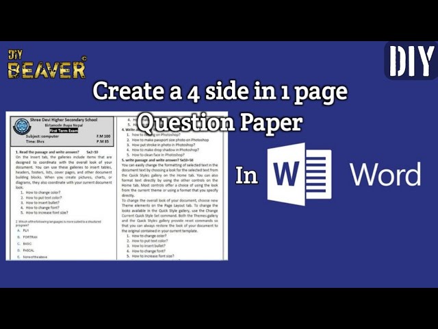 Create Multi-page Question Paper in MS Office Word