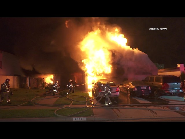 Massive Fire Engulfs Home, One Injured | Tustin, CA