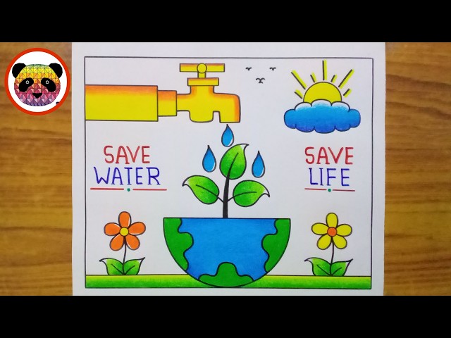 Save Water Drawing / Save Water Save Life Drawing / Save Earth Poster Drawing / Water Day Drawing