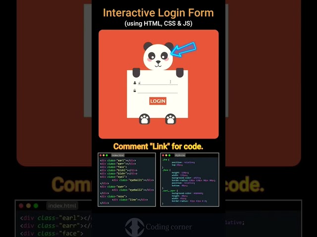 interactive login page using HTML CSS JavaScript #coding #bca #programming #viral #shorts