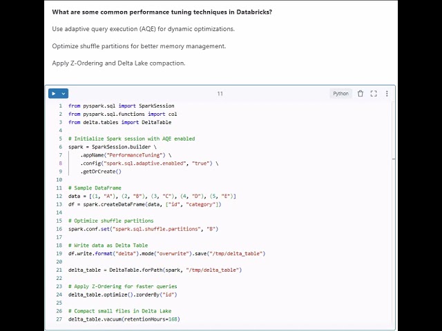 Databricks Interview Question: Performance Tuning Techniques Explained!