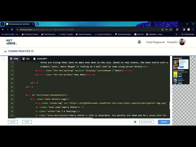 coding Practice-12 || Book Store Page || HTML || CSS || Bootstrap || Nxtwave