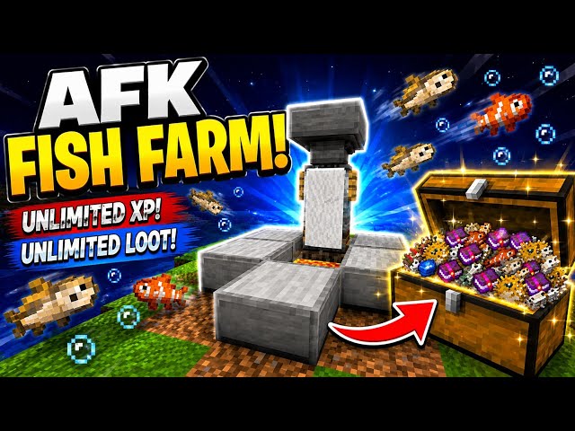 EASIEST AFK Fish Farm Minecraft Bedrock 1.21/26.1+!