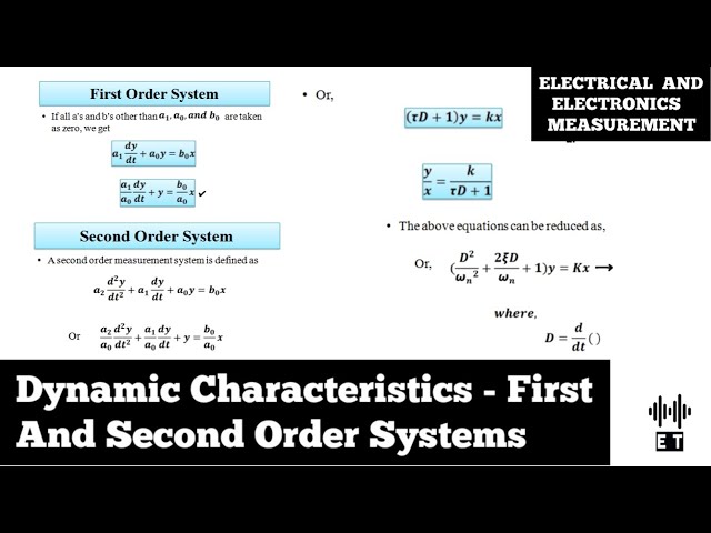 Dynamic Characteristics | First And Second Order Systems | Electrical And Electronics Measurement