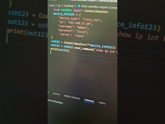 Python code to access devices. #ccna #networkdiscovery