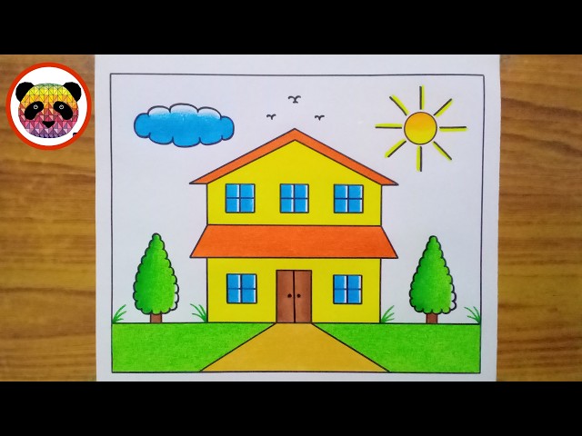 House Drawing / How to Draw a House / House Scenery Drawing / Easy Drawing / Step by Step / Chitra