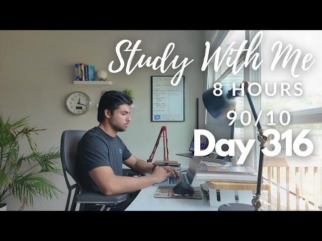 8 Hour Live Study With Me|Medical Student| 90/10 Pomodoro| Rain Sounds🌧️|Day 316