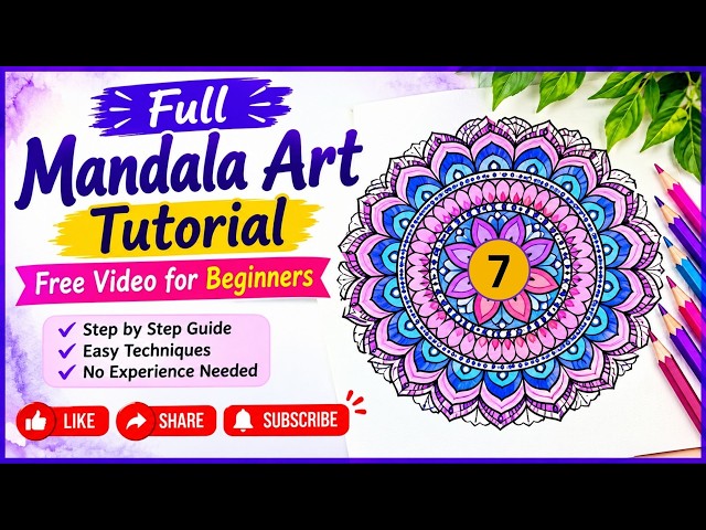 TUTORIAL #7 Mandala Art for Beginners with this easy step-by-step full tutorial! 🌸✨ FREE Tutorial