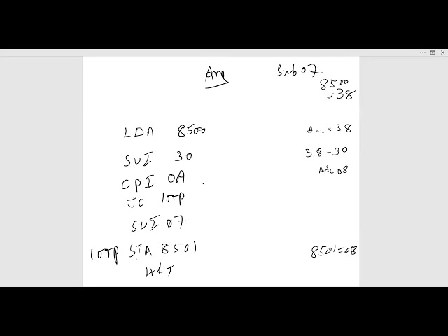 Assembly Language Programming 8085: ASCII to   BINARY code conversion