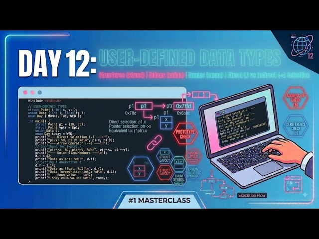 Day 12: User-Defined Data Types – Structures, Unions, Enums & the Arrow Operator in C
