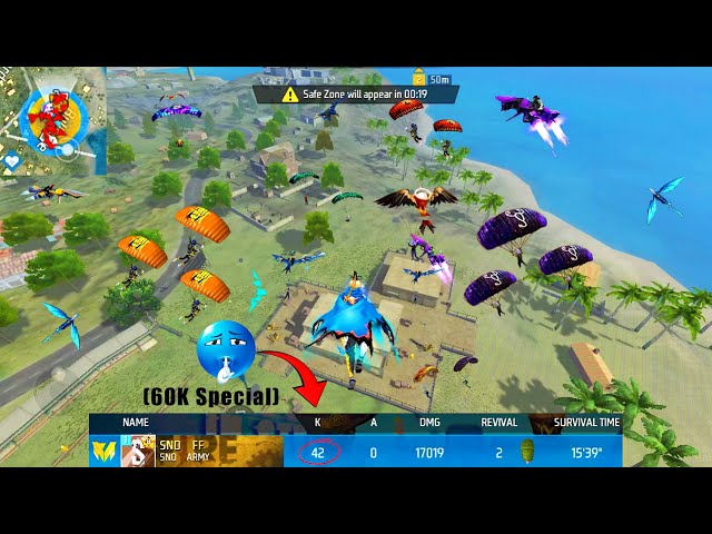 42 Kills 💪 SCAR + MP40 🔥 (60K Special) ✨ 99% Headshot ⚡ | Solo Vs Squad Full Gameplay | Free Fire