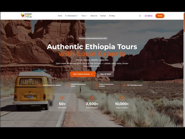 Phoenix Tour Ethiopia | Full-Stack Travel Website Demo (Next.js, .NET, PostgreSQL)