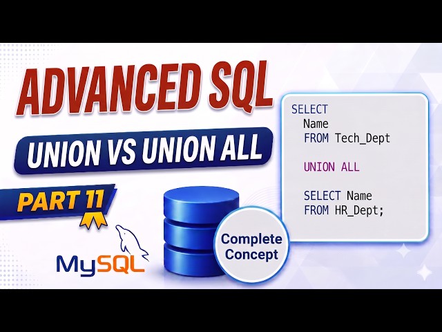UNION vs UNION ALL in MySQL | Complete Tutorial with Examples | SQL Interview Questions #mysql