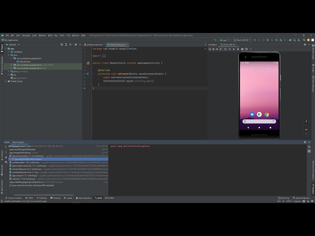 java.lang.NullPointerException quick fix empty project