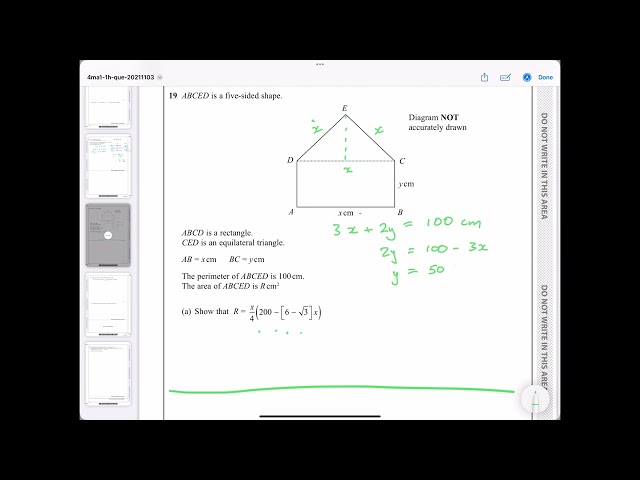 @Katiedoesmaths How to do optimisation IGCSE higher November 2021 1H Q18,19