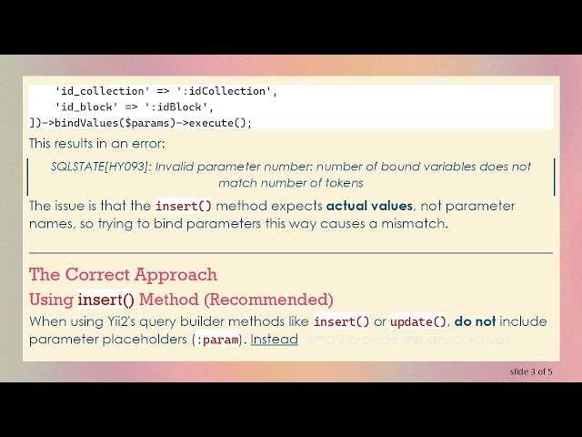 How to Bind Parameters with yii2 CreateCommand Correctly