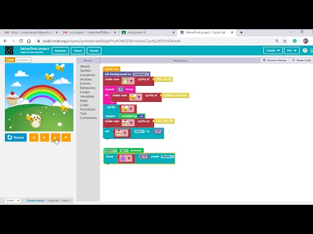 How to create a game using sprite lab on code.org