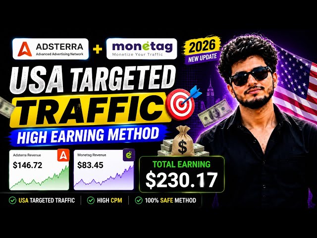 Adsterra USA Traffic Method 2026 |  Adsterra + Monetag High CPM Method Bangla Tutorial 