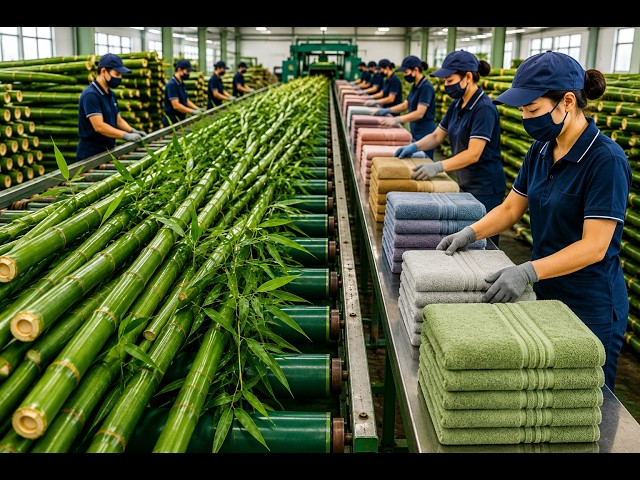 How Bamboo Fiber Becomes Luxury Towels and Fabric !  Full Factory Process