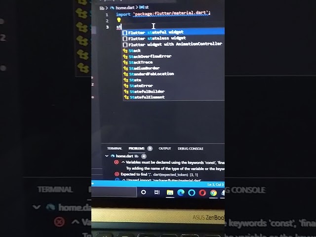 Quick tip adding stateful widget flutter #shorts #flutter #vscode #Microsoft
