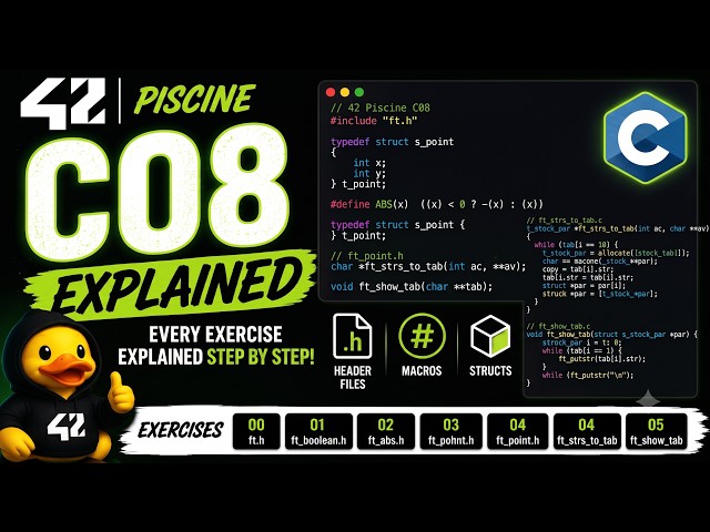 42 C Piscine C08 Explained | Complete Guide to Every Exercise (English)