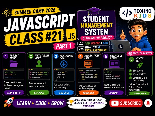 Build Student Management System in JavaScript | Part 1 | Vanilla JavaScript Project | class 21