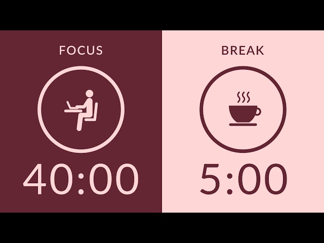 40/5 Pomodoro Timer with Brown Noise 🎧 3-Hour Study with Me for Deep Focus & ADHD ✨